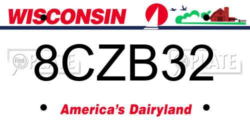 8CZB32 Wisconsin License Plate