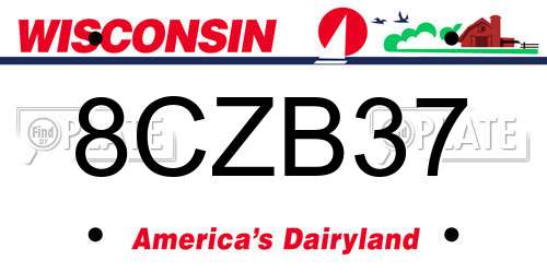 8CZB37 Wisconsin License Plate
