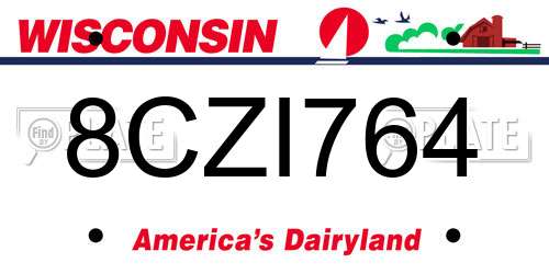 8CZI764 Wisconsin License Plate