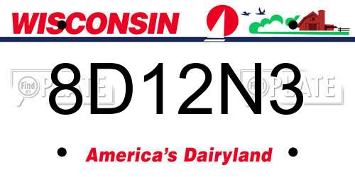 8D12N3 Wisconsin License Plate
