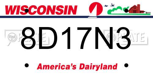 8D17N3 Wisconsin License Plate