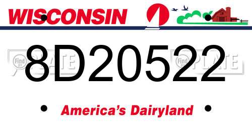 8D20522 Wisconsin License Plate
