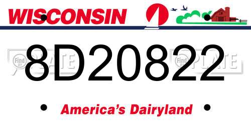 8D20822 Wisconsin License Plate