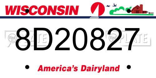8D20827 Wisconsin License Plate