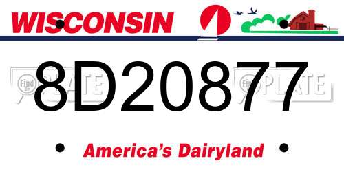 8D20877 Wisconsin License Plate