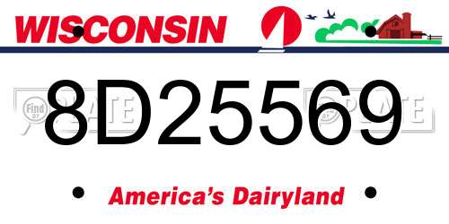 8D25569 Wisconsin License Plate