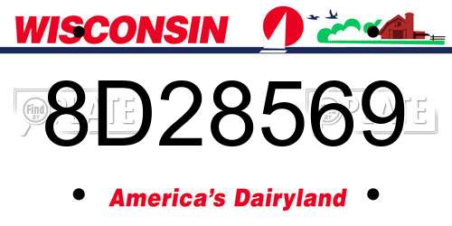 8D28569 Wisconsin License Plate