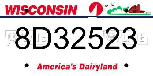 8D32523 Wisconsin License Plate