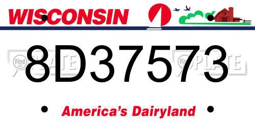 8D37573 Wisconsin License Plate