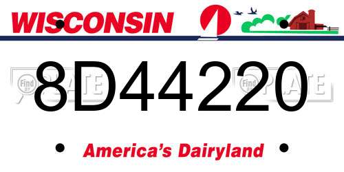 8D44220 Wisconsin License Plate