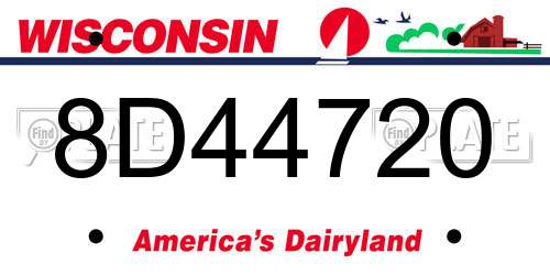 8D44720 Wisconsin License Plate