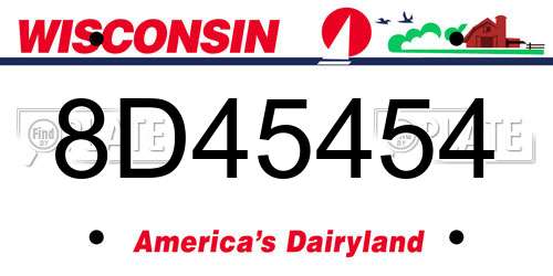 8D45454 Wisconsin License Plate