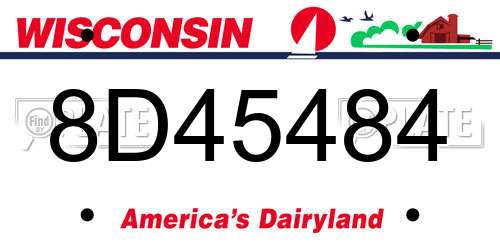 8D45484 Wisconsin License Plate