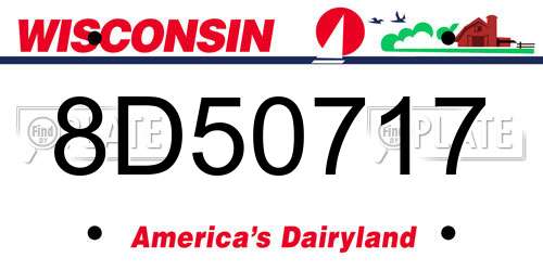 8D50717 Wisconsin License Plate
