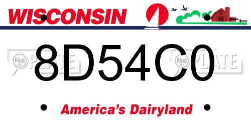 8D54C0 Wisconsin License Plate