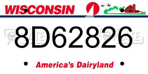 8D62826 Wisconsin License Plate