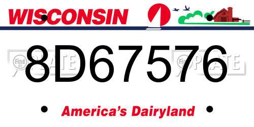 8D67576 Wisconsin License Plate