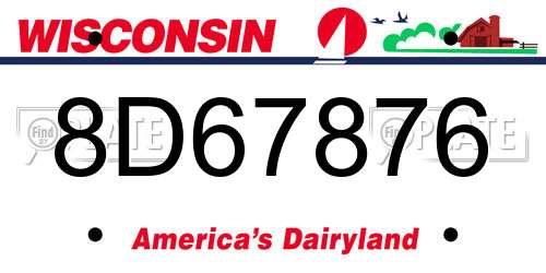 8D67876 Wisconsin License Plate