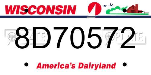 8D70572 Wisconsin License Plate