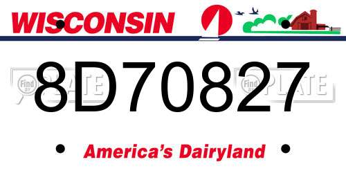 8D70827 Wisconsin License Plate