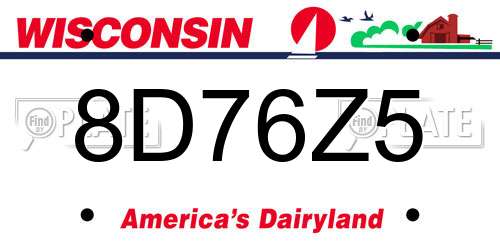 8D76Z5 Wisconsin License Plate