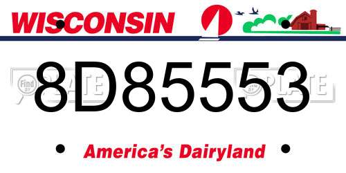 8D85553 Wisconsin License Plate