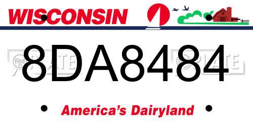 8DA8484 Wisconsin License Plate