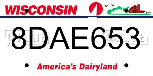 8DAE653 Wisconsin License Plate