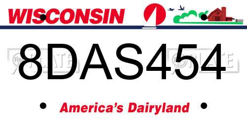 8DAS454 Wisconsin License Plate