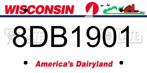 8DB1901 Wisconsin License Plate