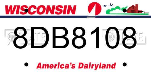 8DB8108 Wisconsin License Plate