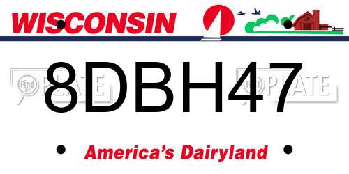 8DBH47 Wisconsin License Plate