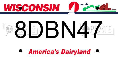 8DBN47 Wisconsin License Plate