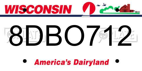 8DBO712 Wisconsin License Plate