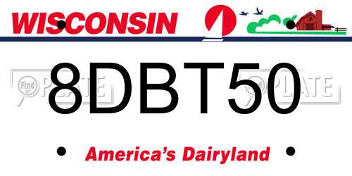 8DBT50 Wisconsin License Plate