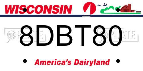 8DBT80 Wisconsin License Plate