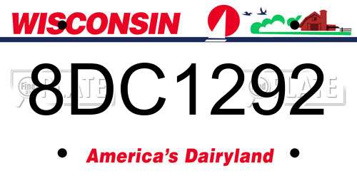 8DC1292 Wisconsin License Plate