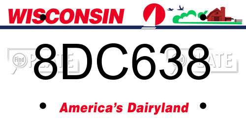 8DC638 Wisconsin License Plate