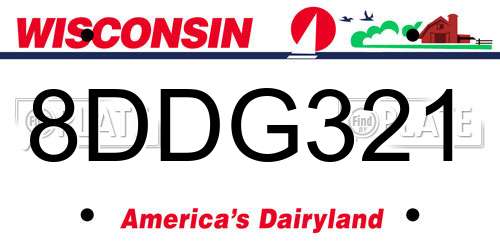 8DDG321 Wisconsin License Plate