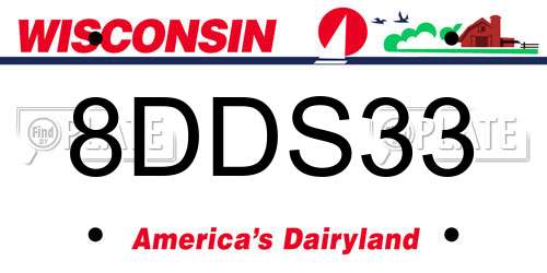 8DDS33 Wisconsin License Plate