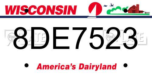 8DE7523 Wisconsin License Plate