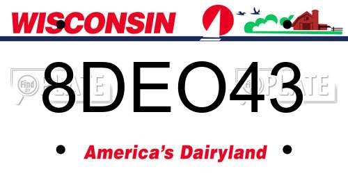 8DEO43 Wisconsin License Plate