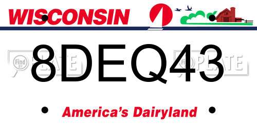 8DEQ43 Wisconsin License Plate