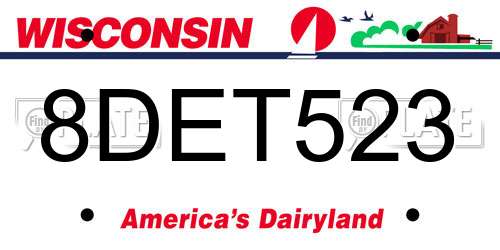8DET523 Wisconsin License Plate