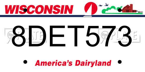 8DET573 Wisconsin License Plate