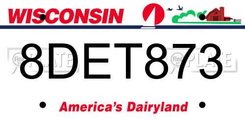 8DET873 Wisconsin License Plate