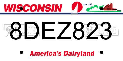 8DEZ823 Wisconsin License Plate