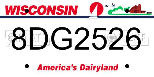 8DG2526 Wisconsin License Plate