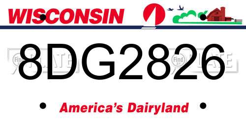 8DG2826 Wisconsin License Plate