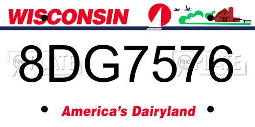 8DG7576 Wisconsin License Plate